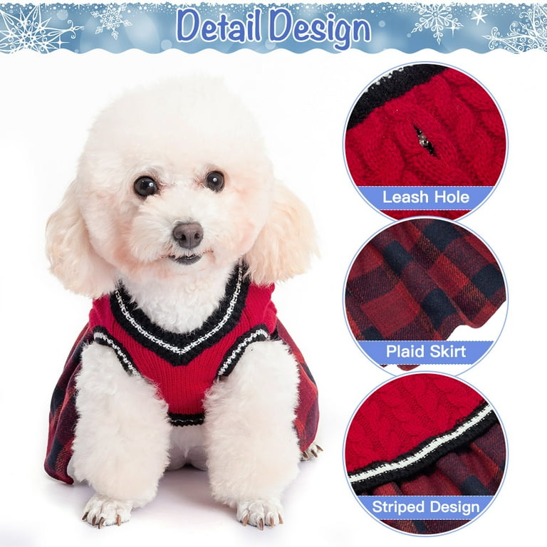 Pupteck Cute Dog Sweater Dress Warm Pullover Puppy Cat Knit