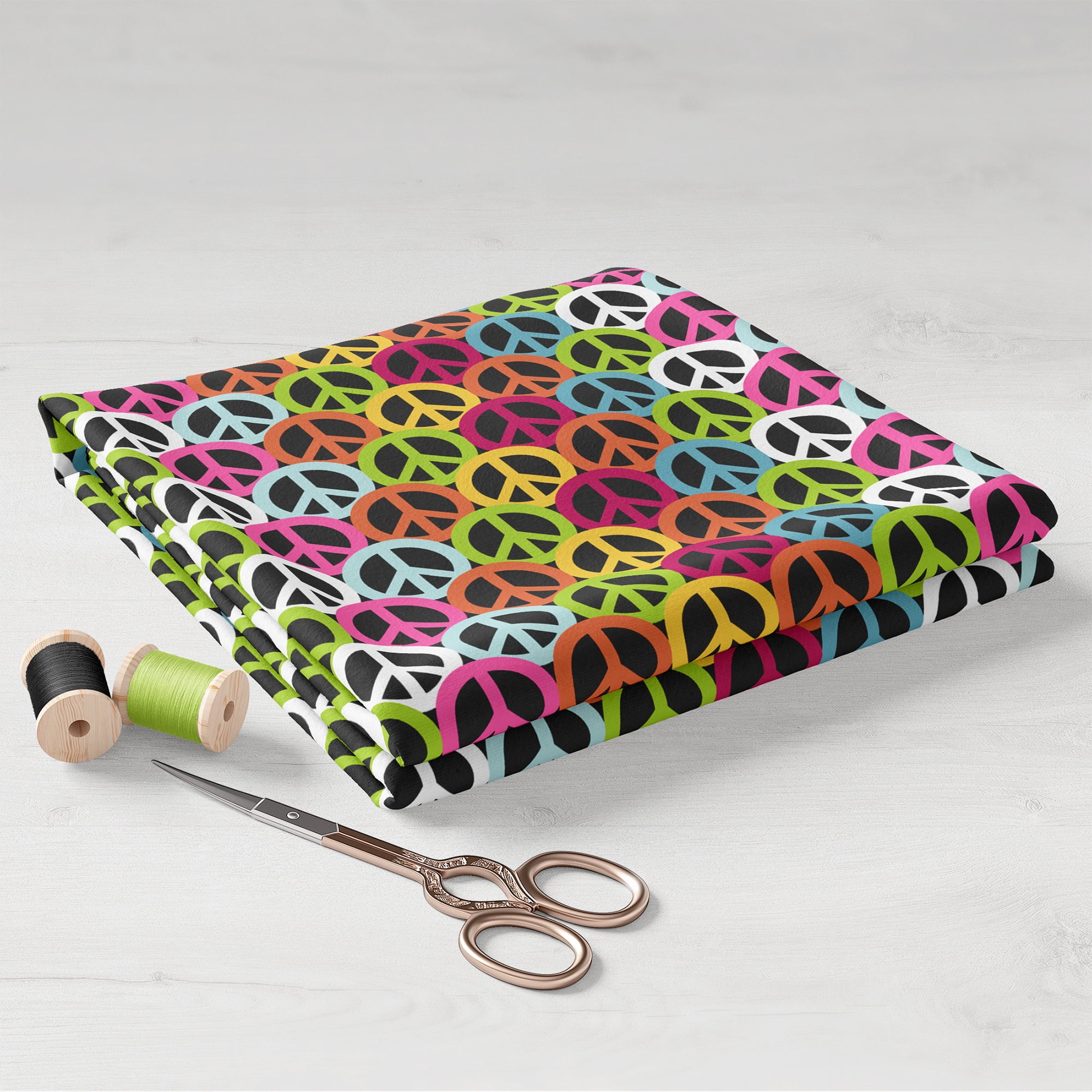 (4 pack) Create It 18"x21" 100% Cotton Peace Sign Precut Sewing & Craft Fabric , Black 1 Piece