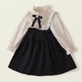 thumbnail image 4 of vdgthytj Toddler Girls Dress Kids Striped Ruffled Collar Long Sleeve A-Line Party Dress with Bow Tie, 4 of 9