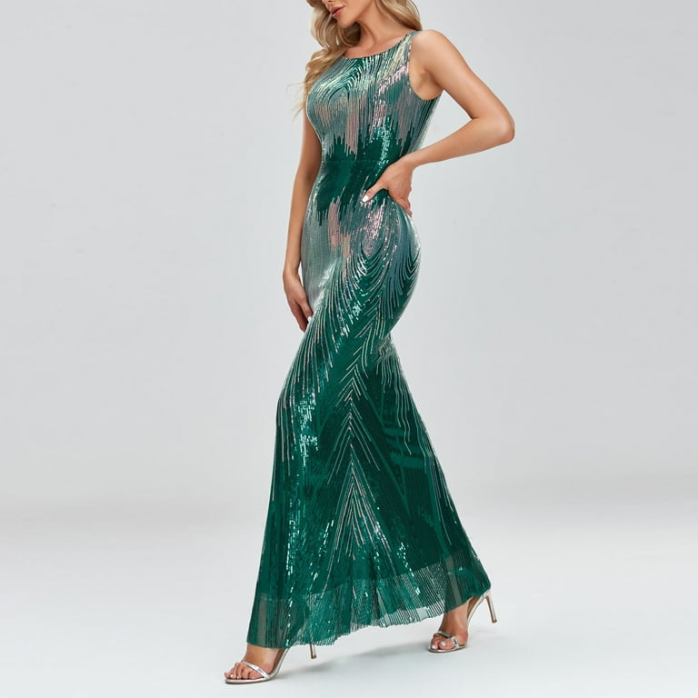 Sequin fishtail maxi outlet dress