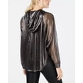 thumbnail image 2 of Material Girl Juniors' Metallic Semi-Sheer Windbreaker Black Size Large, 2 of 3