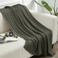 thumbnail image 4 of Ntbay 100% Cotton Cable Knit Throw, Super Soft Warm Knitted Blanket Home Decor, 60"x80", Gray, 4 of 4