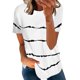 thumbnail image 4 of Women Short Sleeve T Shirt Casual Style Round Neck Stripes Pattern Breathable Women Summer T Shirt for Office ANGGREK Otros, 4 of 5