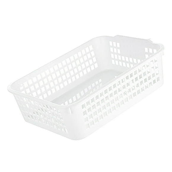 Storage Basket, Plastic Rectangular Stackable Hollow Basket with Handle Household Organizer for Kitchen, Shelves, Countertops, Desktops, Cabinets,