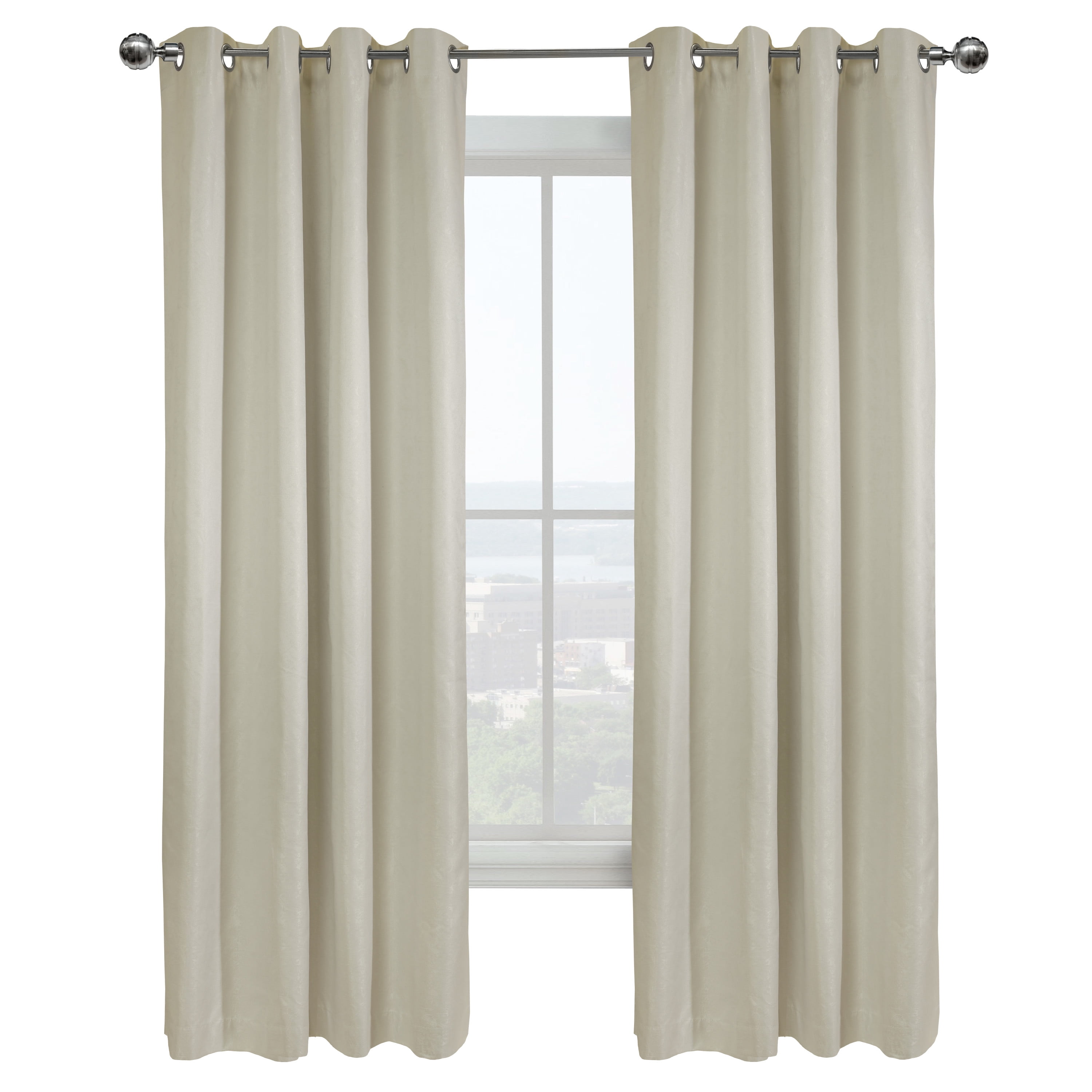 Varsha Textured Total Blackout Grommet Curtain Panel Blackout 52" x 84" in Off-white