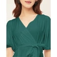 thumbnail image 5 of Moomaya Short Sleeve V Neck Solid Rayon Dress - Women's Casual Tiered Dress, 5 of 9
