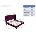thumbnail image 4 of Leonel Signature Queen Velvet Upholstered Button Tufted Wingback Bed Set, Purple, 4 of 6