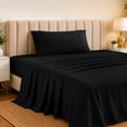 thumbnail image 3 of Lux Decor Twin XL Rayon from Bamboo Blend Sheets Set- 3 Piece Luxury Deep Pocket Bed Sheets Set, Black, 3 of 8