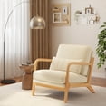 thumbnail image 6 of Lofka Mid Century Modern Accent Chair with Pillow Upholstered Lounge Fabric Reading Chair for Living Room, Beige, 6 of 8