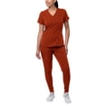 thumbnail image 1 of Conjunto médico deportivo moderno Adar Pro para mujer - Top médico moderno con cuello en V y pantalones médicos tipo jogging para yoga - P9500 - Ocre rojo - L, 1 of 5