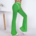 thumbnail image 5 of Fiaer Women's Yoga Flared Pants Mesh See Through Stretch Bell Bottoms Trousers Elastic High Waisted Solid Color Slacks Green L, 5 of 5