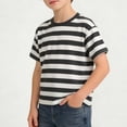 thumbnail image 6 of HomeGardon T Shirts for Boys Kids Striped Short Sleeve T-Shirt Casual Crewneck Soft Summer Top Youth Outdoor Play Tee for Boys and Girls,1-14 Years, 6 of 7