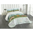 thumbnail image 3 of Ambesonne Camper Quilted Bedspread Set 3 Pcs, Cartoon Caravan Tent, Queen Size, Multicolor, 3 of 5