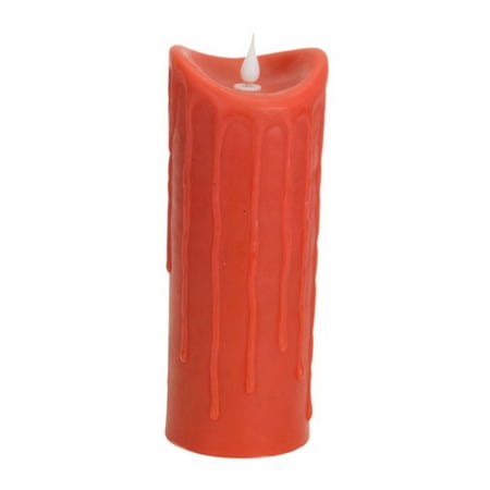 UPC 257554176716 product image for 4 Red-Orange Dripping Wax Flameless LED Lighted Pillar Candles with Moving Flame | upcitemdb.com