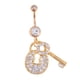 thumbnail image 1 of Joyería piercing del cuerpo del anillo del ombligo del vientre de los diamantes de imitación de la llave de la cerradura chapada en oro de la moda (blanco), 1 of 6