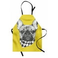 thumbnail image 1 of Bulldog Apron, Retro Style Demonstration of a French Breed with a Scarf Drawn by Hand, Unisex Kitchen Bib with Adjustable Neck for Cooking Gardening, Adult Size, Pale Earth Yellow Grey, by Ambesonne, 1 of 4