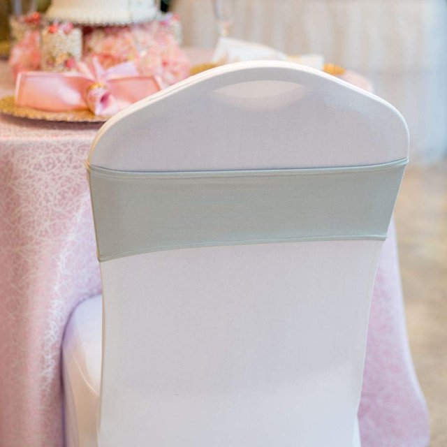 10/50/100PCS Spandex Stretch Chair Bands Sashes Elastic Chair Sashes Bows for Wedding Party Event Ceremony Reception Banquet Decorations (Grey, 10)