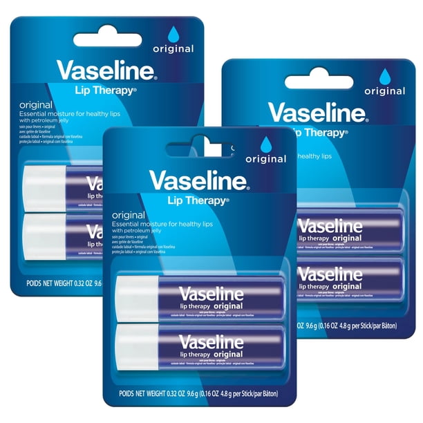 Bálsamo labial Vaseline Lip Therapy Care Original, 0.16 oz, paquete de 3