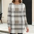 thumbnail image 7 of Women's Round Neck Casual Long Sleeve Plush Plaid Print Dress for Winter Lounging and Casual Outfits,Brown,XL, 7 of 7