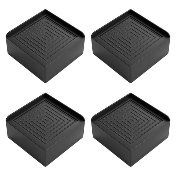 4 elevadores de muebles apilables antideslizantes para sofá y cama. Negro