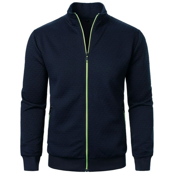 Men's Casual Jacket Lightweight Long Sleeve Zippered Cardigan Sweatshirt for Autumn Winter Comfortable Outdoor Wear