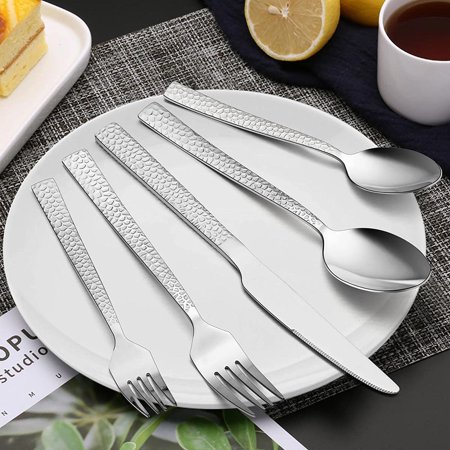 80-Piece Flatware Set with Hammered Design