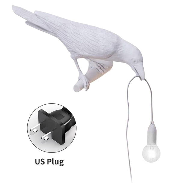 Aplique de pared Resina para el hogar Lámpara de pared de pájaro Sala de estar Lámpara de enchufe E14, Izquierda de pájaro, Blanco, Enchufe de EE. UU., Aplique de pared Advancent HA003392-11B