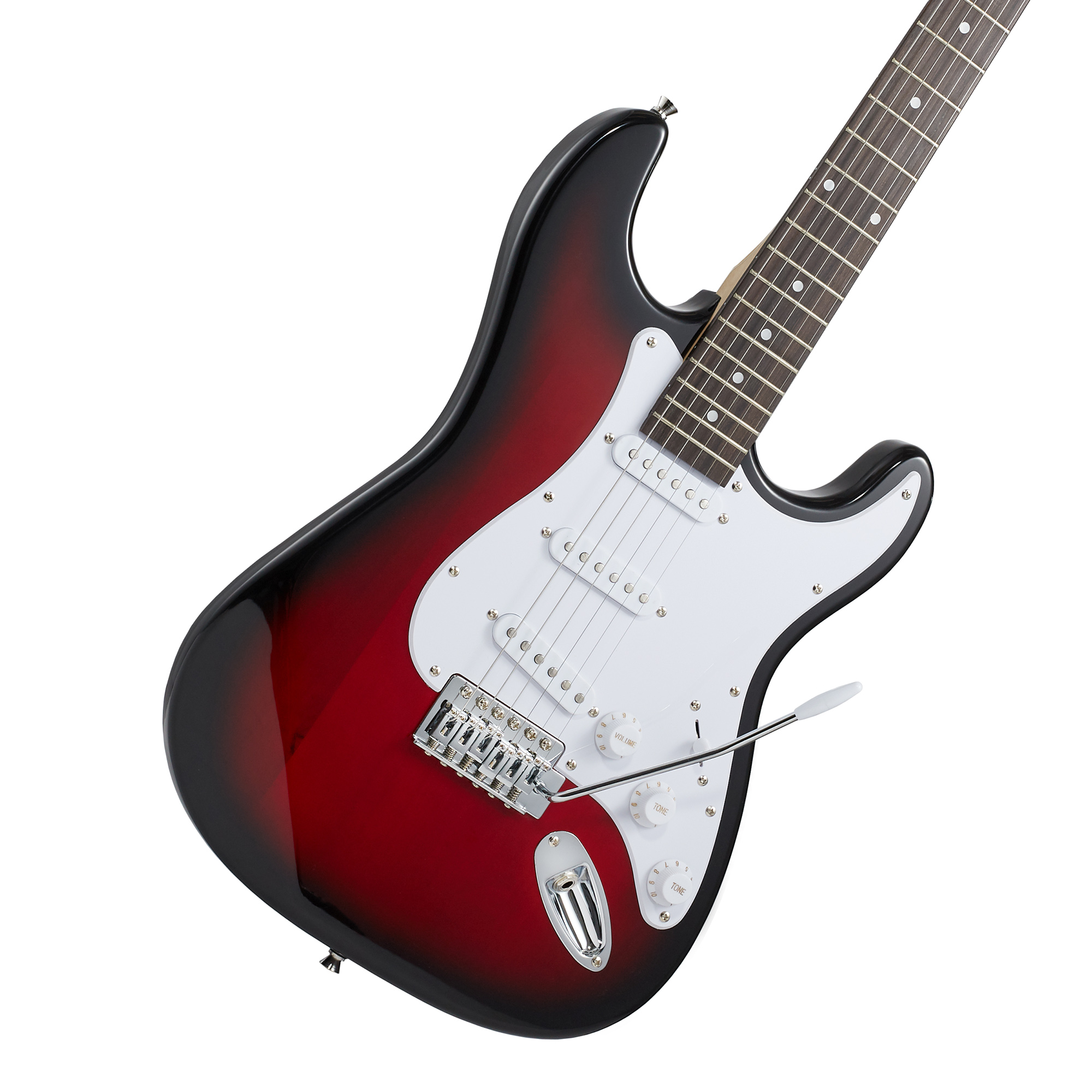 Ashthorpe 39-Inch Electric Guitar with S-S-S Pickups and Tremolo Bar - Red/White - image 2 of 7