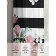 thumbnail image 6 of Pink Flowers Sheer Curtains 54 Inch Length 2 Panels Set Window Treatments, Spring Floral Butterflies Black White Striped Farmhouse Semi Curtains for Living Room/Bedroom/Kitchen, 104"W x 54"L, 6 of 7