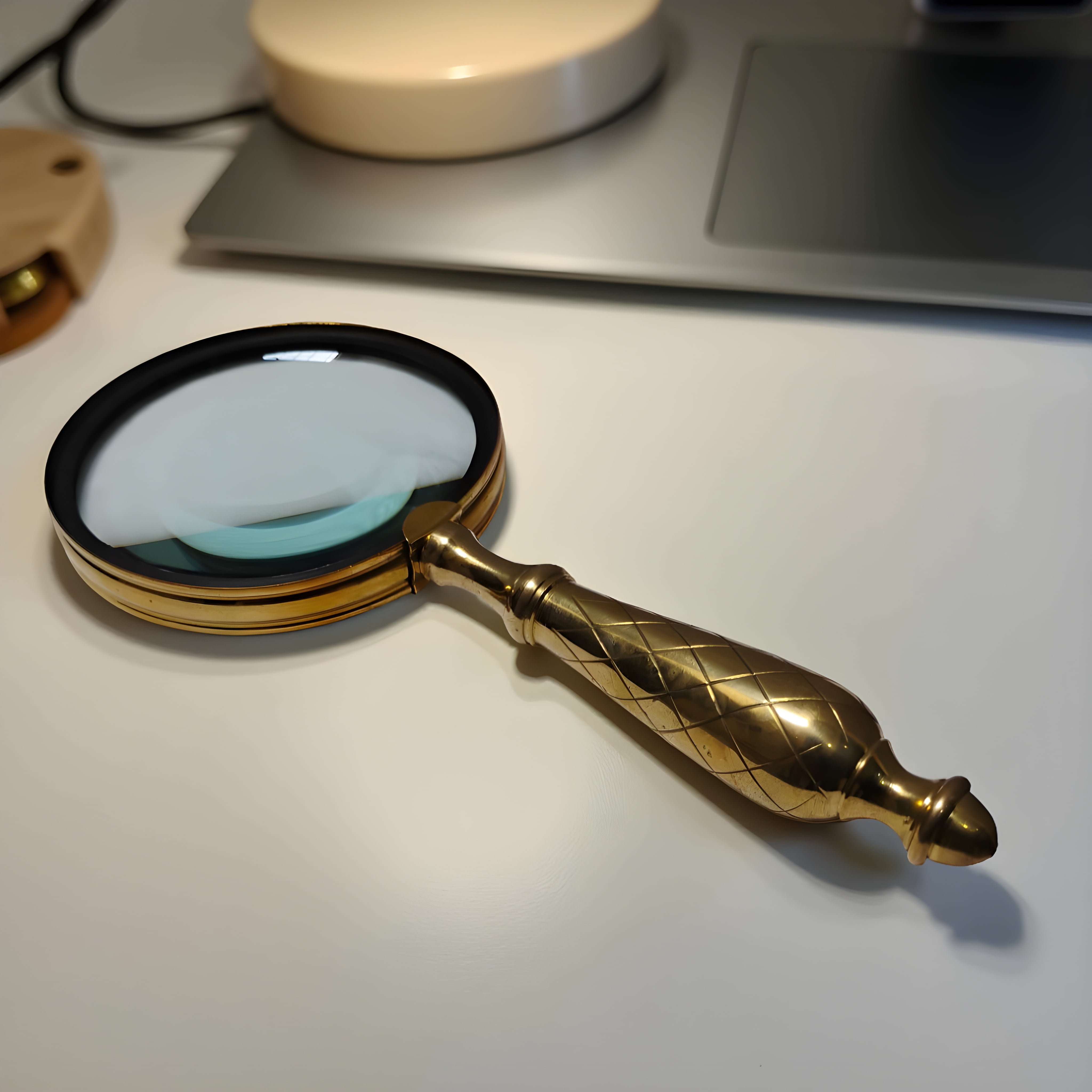 Antique Heavy Brass Magnifying Glass Solid Vintage Magnifier & A Premium Gift