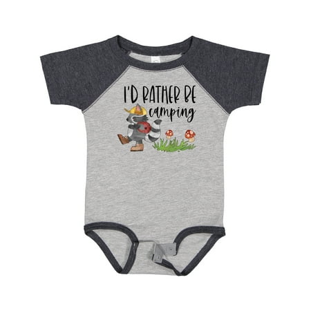 

Inktastic I d Rather Be Camping- Raccoon with Backpack Gift Baby Boy or Baby Girl Bodysuit
