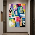thumbnail image 7 of Hand-Painted Oil on Canvas - Modern Abstract Multicolor Wall Art in Pink, Green, Blue, Yellow, Black, White, Brown, Red, Golden - Frameless Contemporary Decor for, 7 of 7