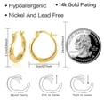 thumbnail image 4 of Alexcraft Hammered Hoop Earrings For Women Gold Chunky Teardrop Shape Thick Hoops Earrings Hypoallergenic for Sensitive Hoop Earrings Jewelry, 4 of 6