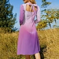 thumbnail image 5 of Abstract Texture Strange Art Geometric Purple Pink Women's 3/4 Sleeve Dresses Elegant A-Line Midi Dress Flare Summer Casual Sundress, 5 of 9