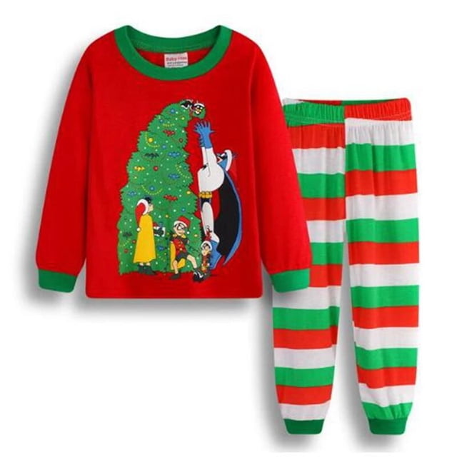 Conjunto de Pijamas de Navidad para niños y niñas, ropa de dormir 100% de algodón, Papá Noel, muñeco de nieve, 2 a 7 años, invierno, nuevo