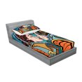 thumbnail image 2 of Ambesonne Colorful Fitted Sheet & Pillow Sham Set, Cartoon Kiss in Space, Twinxl, Multicolor, 2 of 2