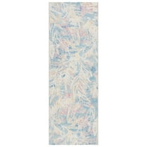 SAFAVIEH Barbados Tobon Botanical Indoor/Outdoor Runner Rug, Light Blue/Ivory, 2'8" x 10'5"