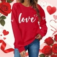 thumbnail image 2 of WTXUE Valentine Crewneck Pullover for Women Fashion Casual Round Neck Long Sleeved Valentine's Day Love Heart Printed Hoodless Sweatshirt Loose Tunic Sweatshirts Beige L, 2 of 7