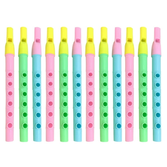 PAMINGONO 12Pcs Plastic Recorder Music Flute Assorted Colors