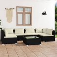 thumbnail image 1 of vidaXL 7 Piece Garden Lounge Set with Cushions Poly Rattan Black, 1 of 5