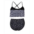 thumbnail image 3 of Ropa de talla grande Conjunto de bikini de talle alto para mujer Trajes de baño de bikini de cuello alto de dos piezas para mujer Trajes de baño modestos, Stripe-M Sincero Ropa, 3 of 6