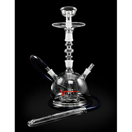 VAPOR GLASS HOOKAHS HARMONY 18” COMPLETE HOOKAH SET WITH CARRYING CASE: Portable Glass Hookahs with multi hose capability from a Single Hose shisha pipe to 2 Hose narguile pipes (Clear