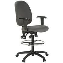 Homestock Modern Minimalism Extra Tall, Heavy Duty, Ergonomic, Adjustable Drafting Chair With Lumbar Support, Office Chair, Rolling Chair, 33" D X 15" W X 28" H - Gray, Supports Upto 250 Lbs.