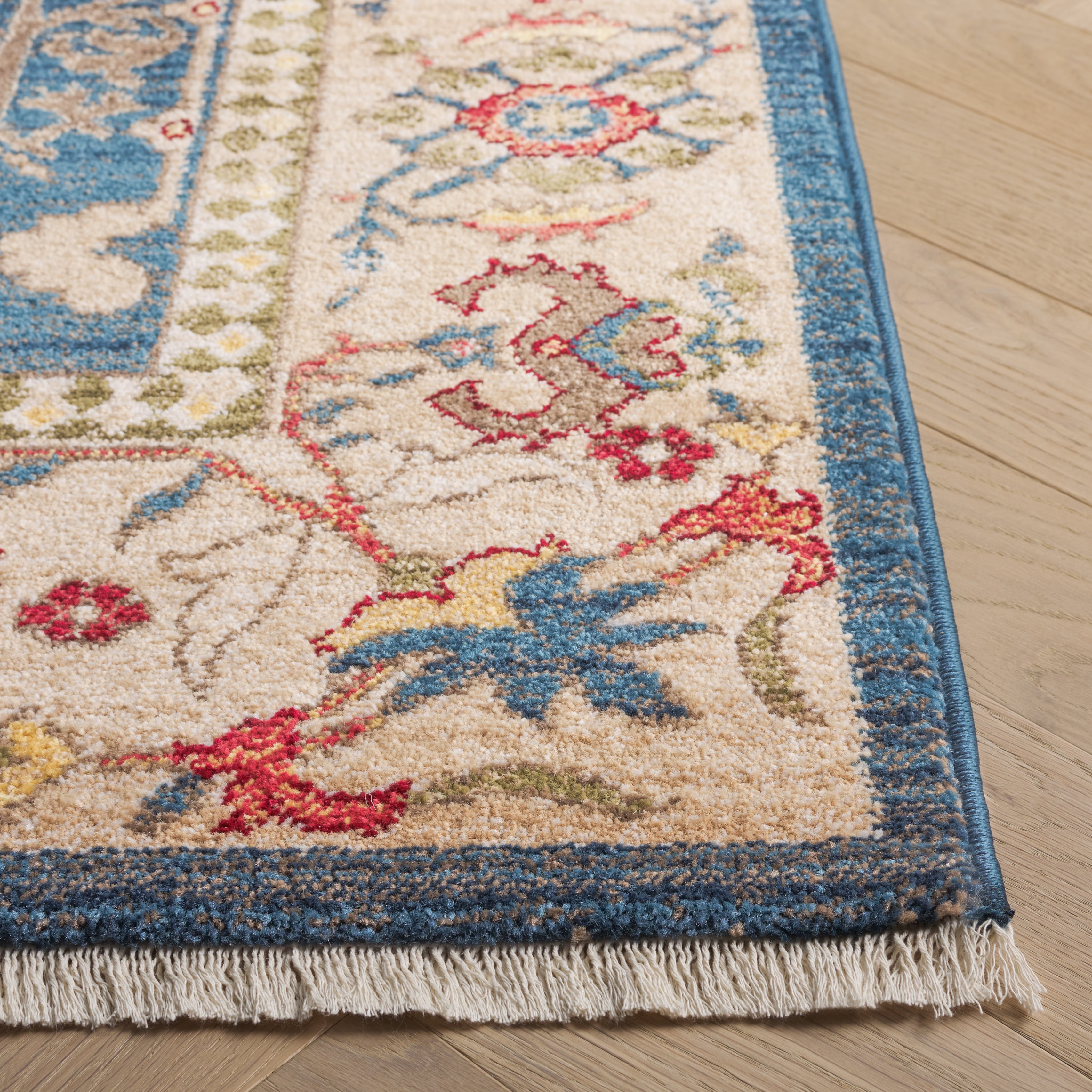 SAFAVIEH Kashan Vaska Oriental Runner Rug, Blue/Tan, 2'6" x 12'