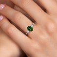 thumbnail image 4 of Gem Stone King 10K White Gold Green Chrome Diopside and White Created Sapphire 3-Stone Ring for Women | 1.46 Cttw | Oval 8X6MM | Gemstone Birthstone | Size 8, 4 of 6