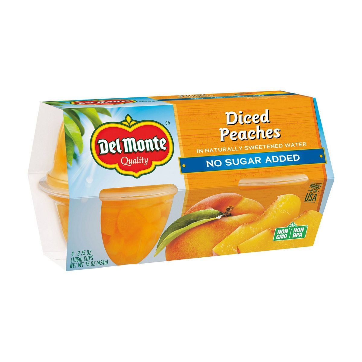Del Monte No Sugar Added Diced Peaches - 4ct/16oz - Pack of 2