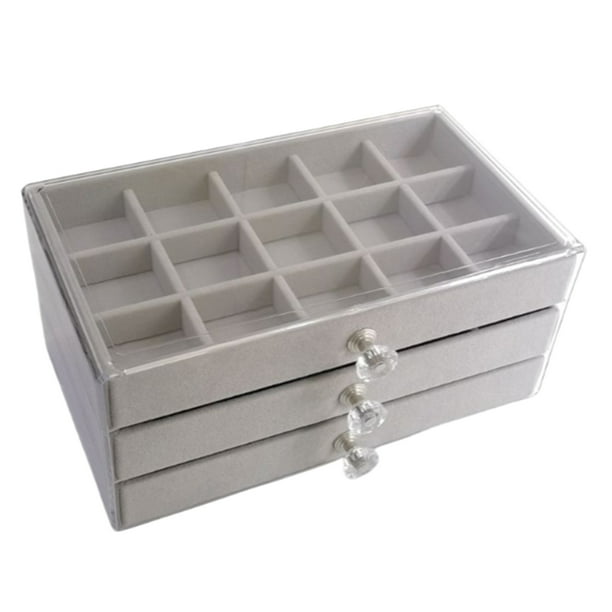 Guardurnaity Caja de 3 capas para almacenamiento de joyas, pendientes de cajón, cajas transparentes, colgantes de terciopelo, exhibición de moda para Ropa, zapatos y accesorios Miscelánea Guardurnaity AP017783-00