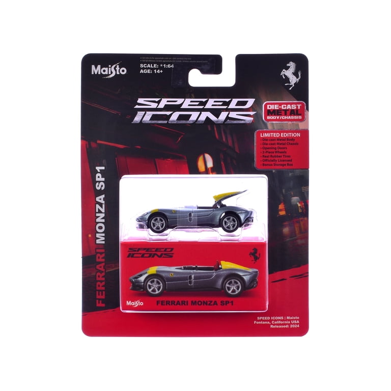 Ferrari Monza SP1 Silver Metallic with Yellow Stripes 