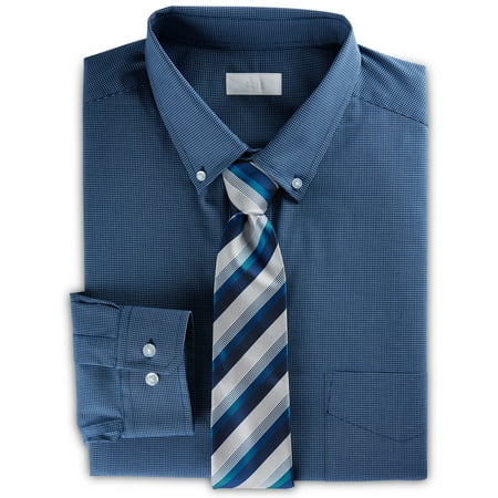 Men's Big & Tall Gold Series Mini-Grid Patterned Dress Shirt