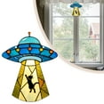 thumbnail image 2 of (Clearance) pdqouc Blue Spaceship with Cat Suncatcher Ornaments Colorful 2D Acrylic Disk Pendant with Chain Window And Porch Decor Creative Birthday Wedding Decorations Gifts for Women Cats Lover, 2 of 9